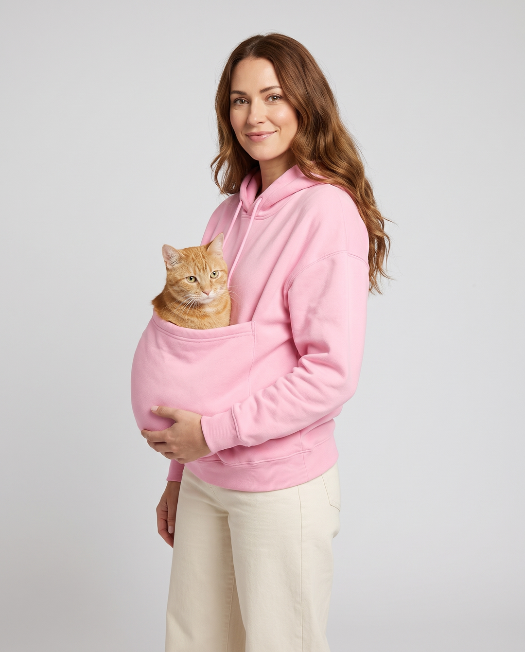 Mirande | Women's Oversized Pet Carrier Hoodie with Extra-Large Pouch - three-quarter view
