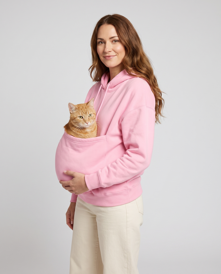 Mirande | Women's Oversized Pet Carrier Hoodie with Extra-Large Pouch - three-quarter view