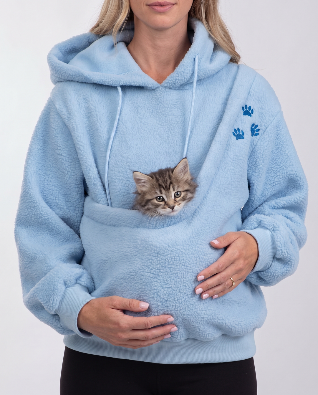 Noemie | Women's Fleece Sling Pet Carrier Hoodie with Front Pocket - pouch detail
