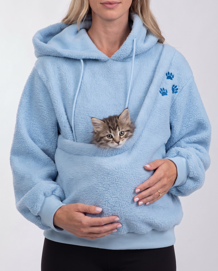 Noemie | Women's Fleece Sling Pet Carrier Hoodie with Front Pocket - pouch detail