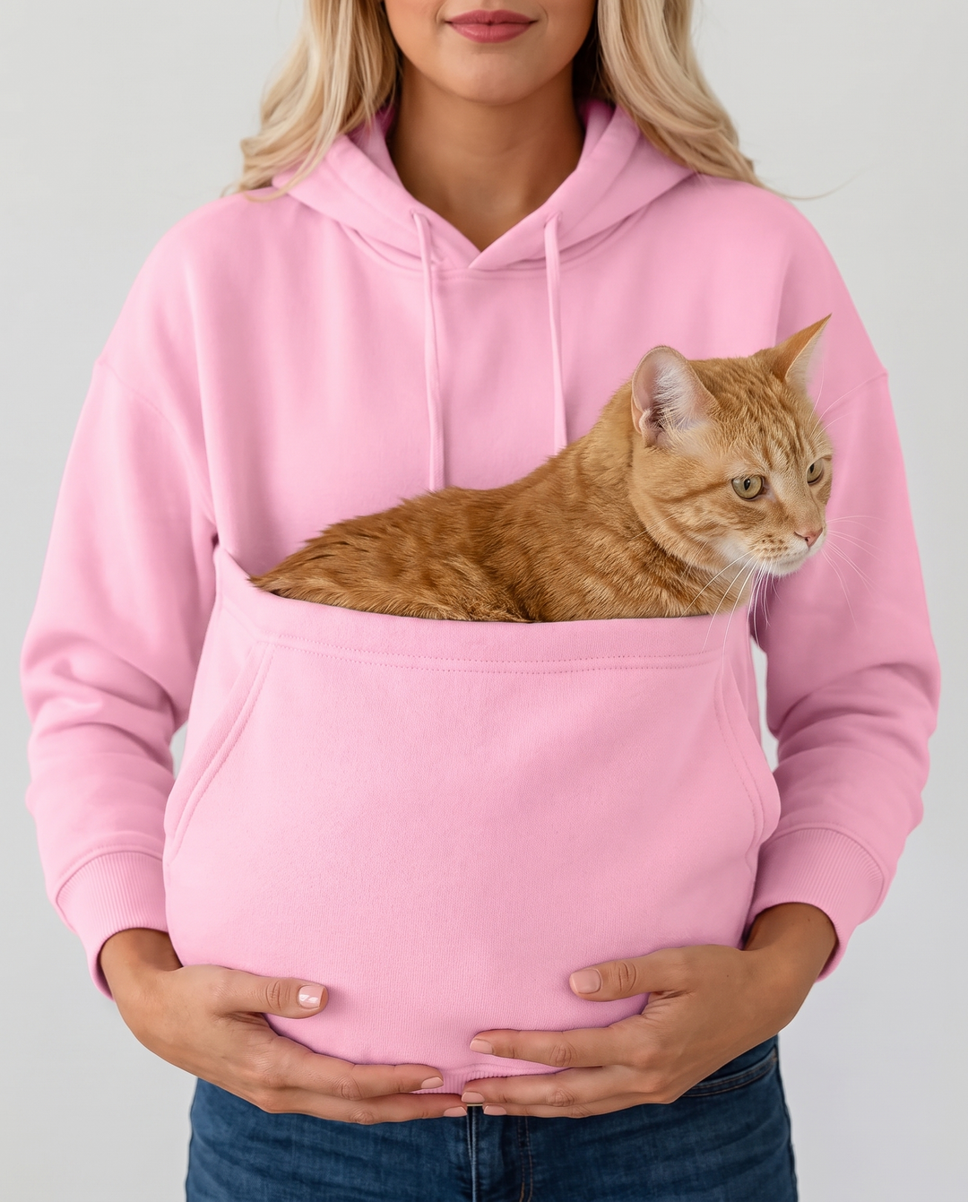 Mirande | Women's Oversized Pet Carrier Hoodie with Extra-Large Pouch - pouch detail