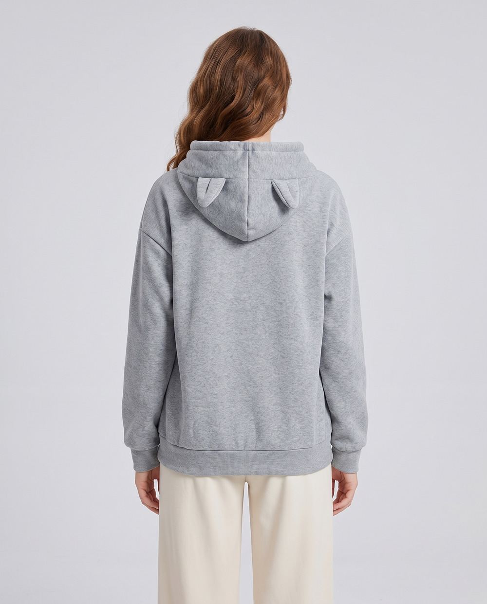 Rozenn | Women's Cat-Ear Hood Pet Carrier Hoodie with Plush Pouch - back view