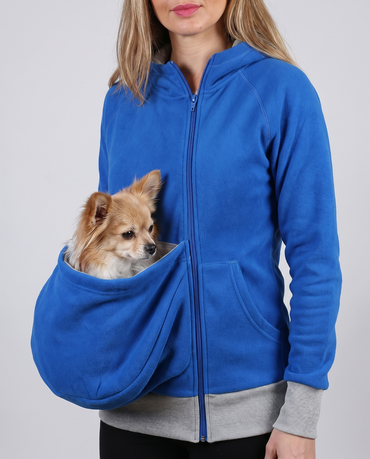 Maiwenn | Women's Zip-Front Pet Carrier Hoodie with Side Entry Pouch - pouch detail