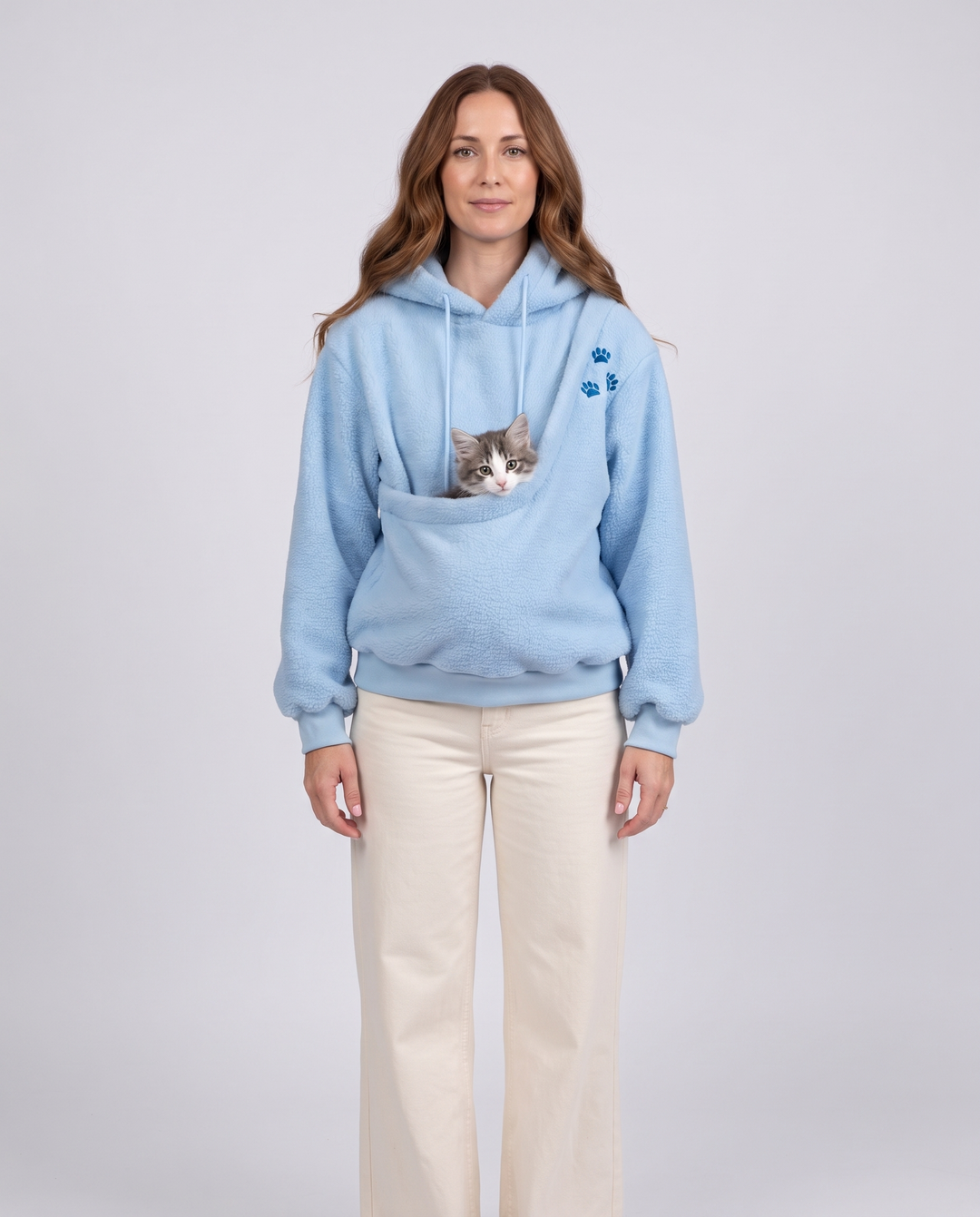 Noemie | Women's Fleece Sling Pet Carrier Hoodie with Front Pocket - front view