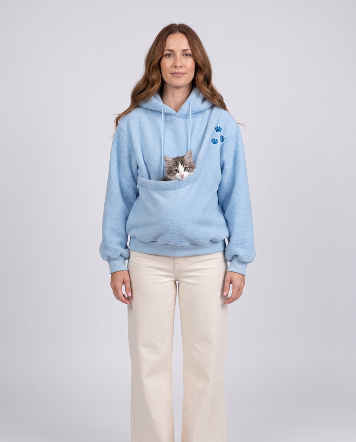 Noemie | Women's Fleece Sling Pet Carrier Hoodie with Front Pocket - front view