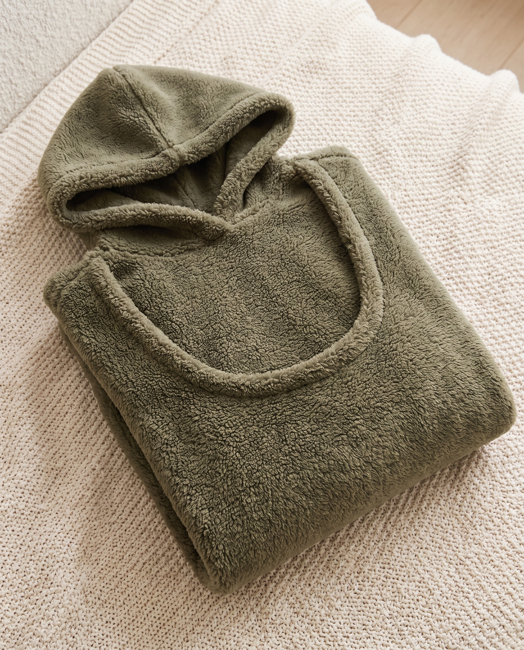Leonie | Women's Plush Fleece Pet Carrier Hoodie with Front Pouch - Khaki