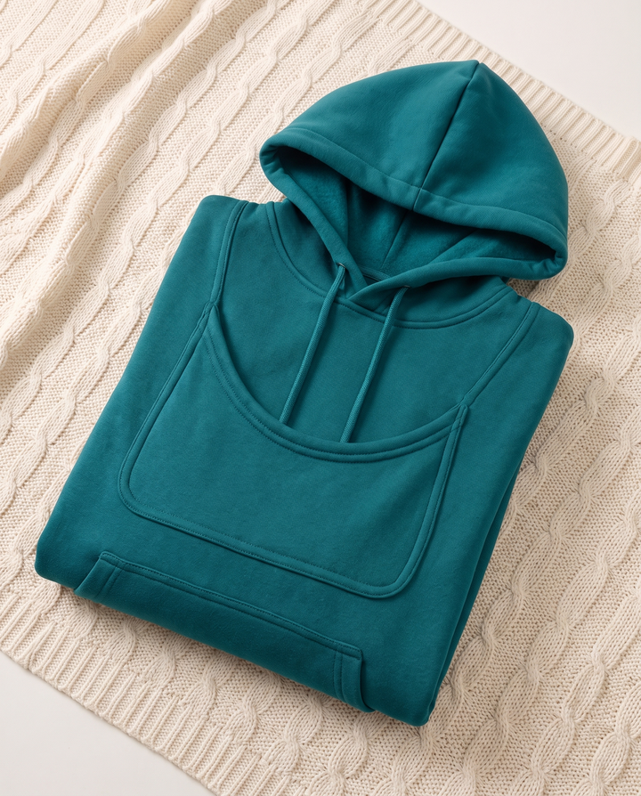Marielle | Women's Fleece Pet Carrier Hoodie with Peek-Out Pouch - Turquoise