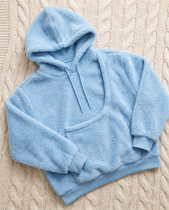 Leonie | Women's Plush Fleece Pet Carrier Hoodie with Front Pouch - Sky Blue