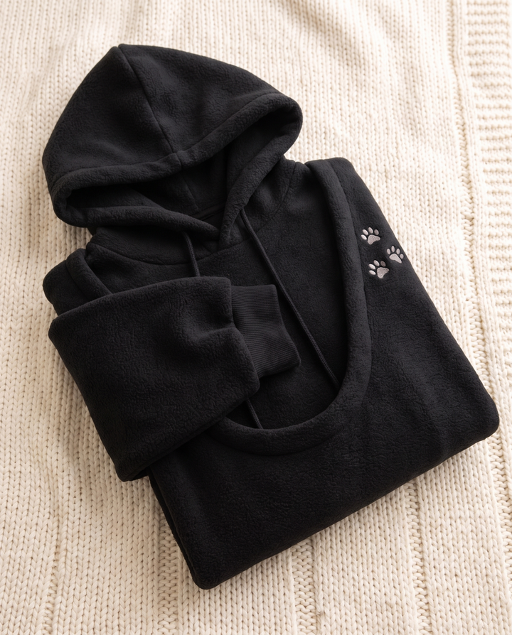 Noemie | Women's Fleece Sling Pet Carrier Hoodie with Front Pocket - Black