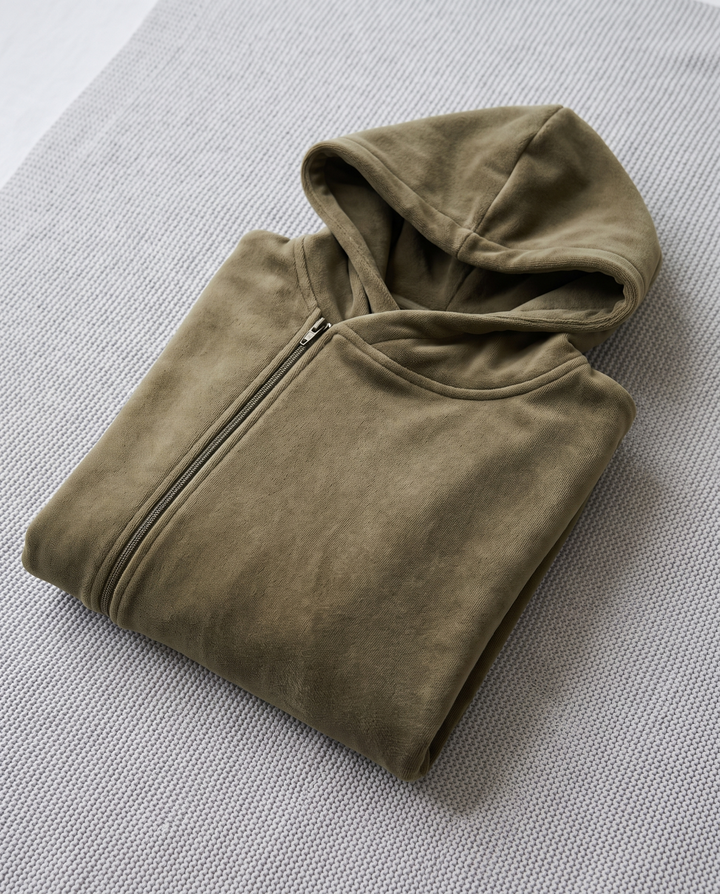 Fleurine | Women's Lamb Velvet Pet Carrier Hoodie with Zip Pouch - Khaki