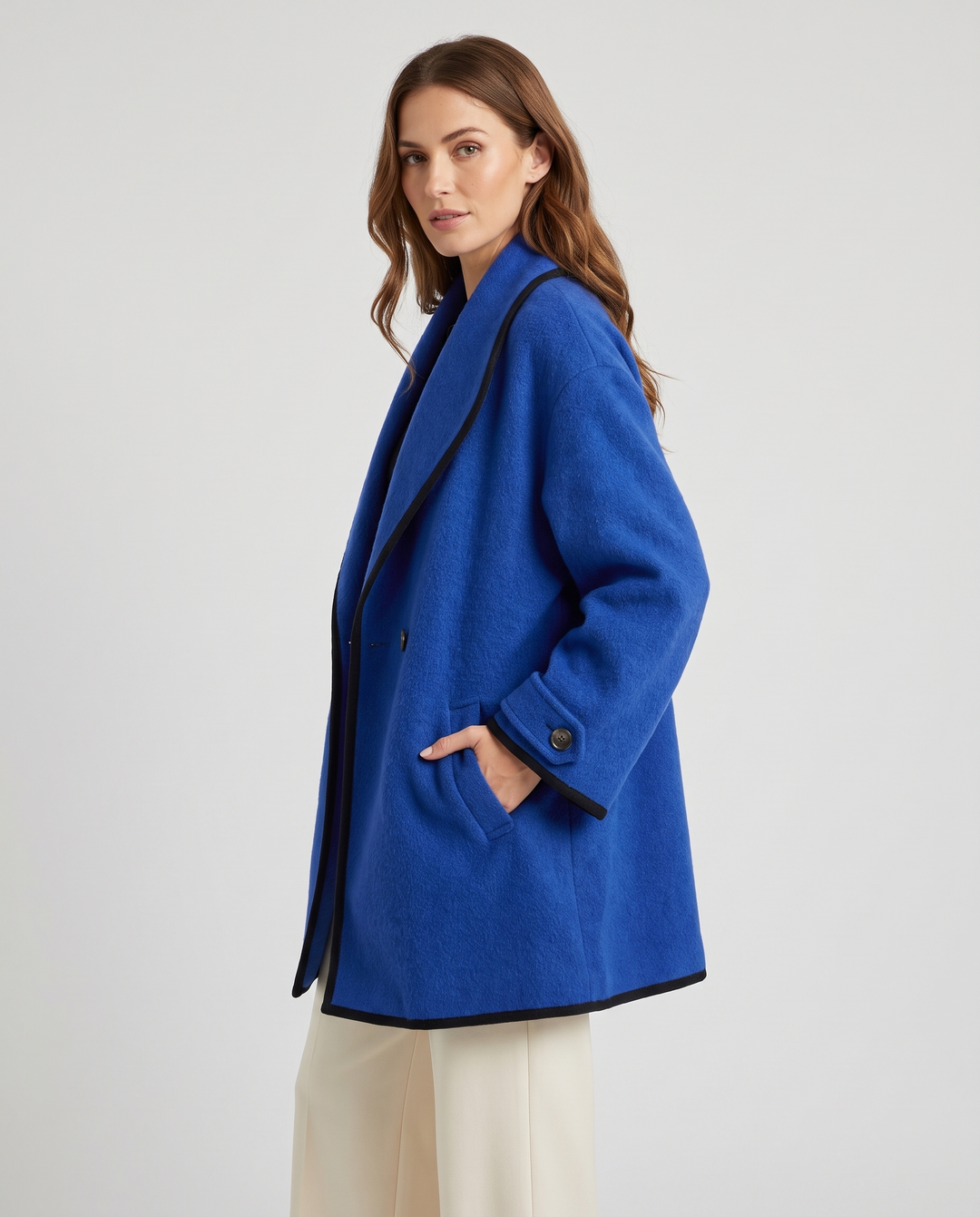 Frederique | Women's Oversized Wool Blazer - three-quarter view