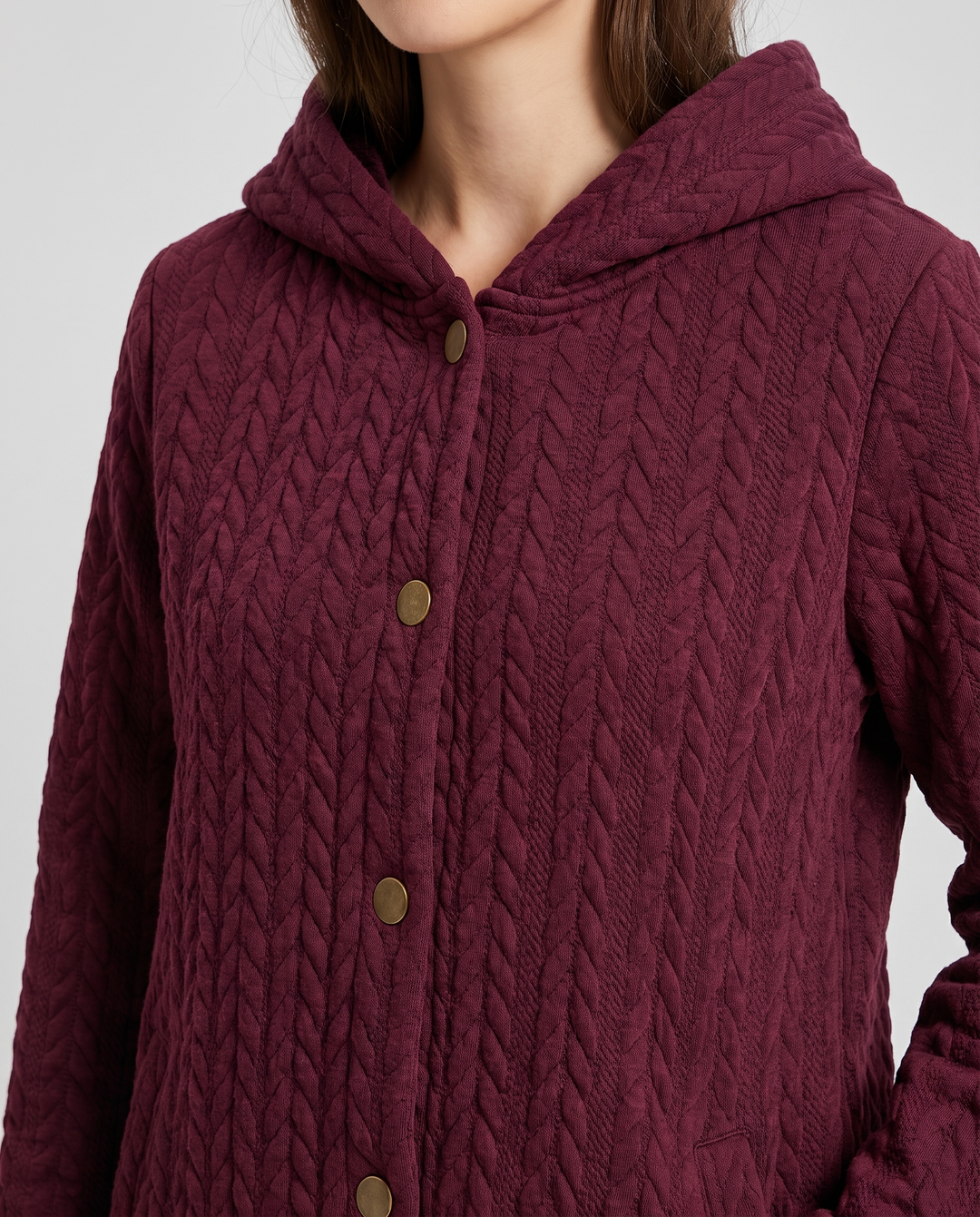 Bertille | Women's Hooded Quilted Mid-Length Jacket - detail