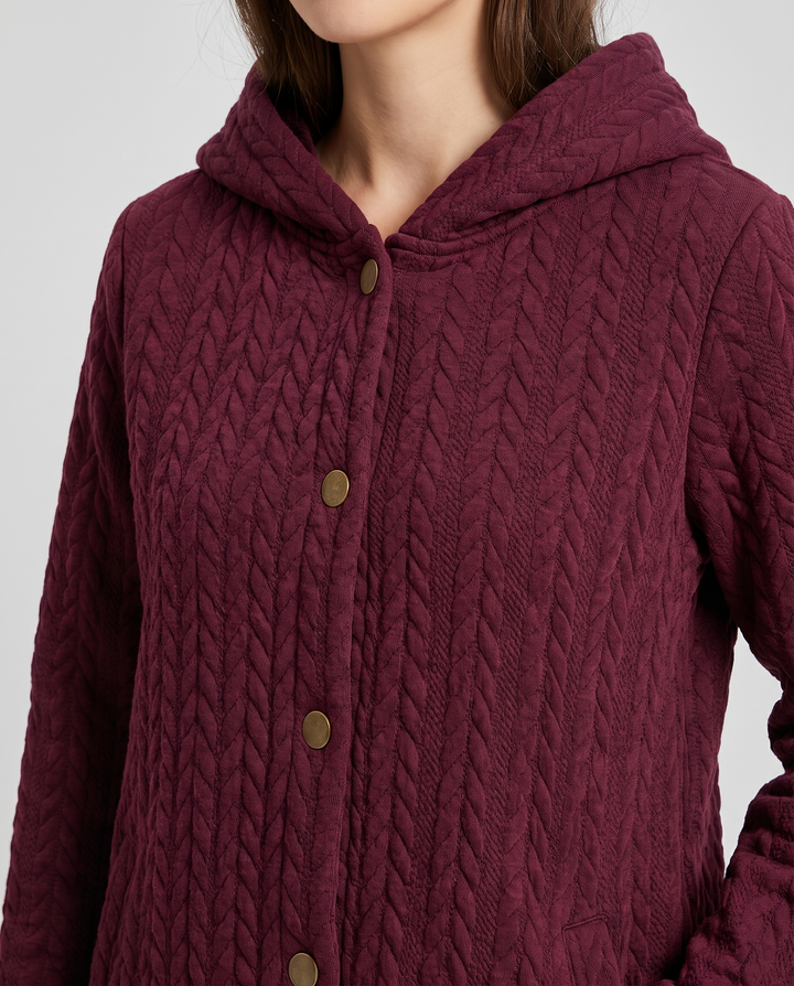 Bertille | Women's Hooded Quilted Mid-Length Jacket - detail
