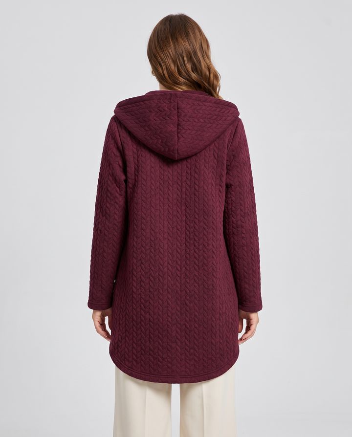 Bertille | Women's Hooded Quilted Mid-Length Jacket - back view