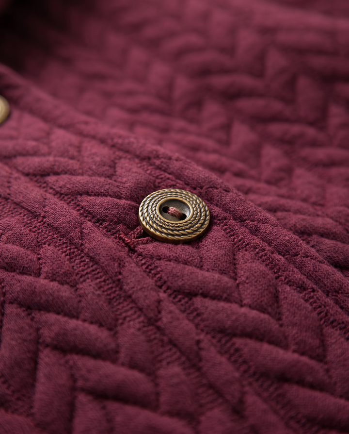 Bertille | Women's Hooded Quilted Mid-Length Jacket - fabric detail