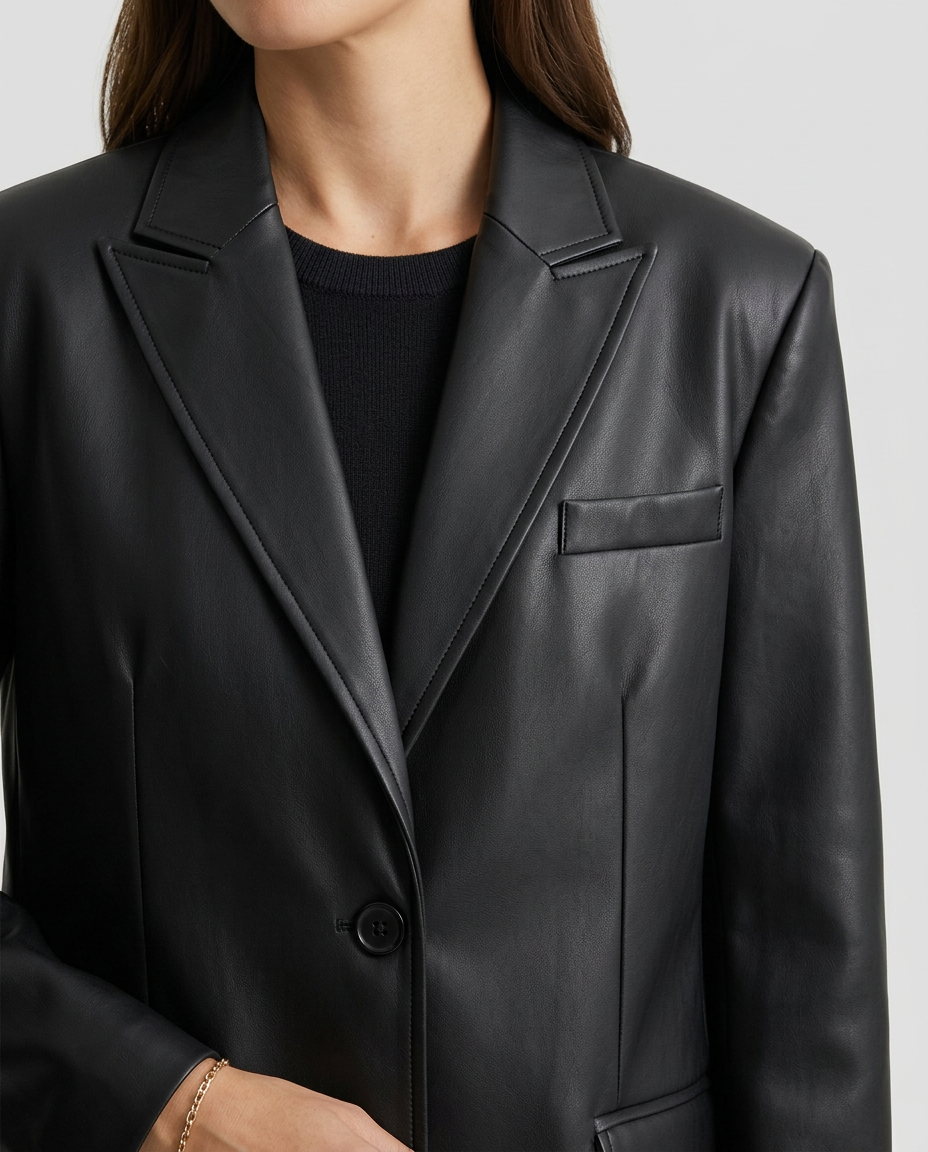 Enid | Women’s Blazer with Notched Lapel and Front Fastening - detail