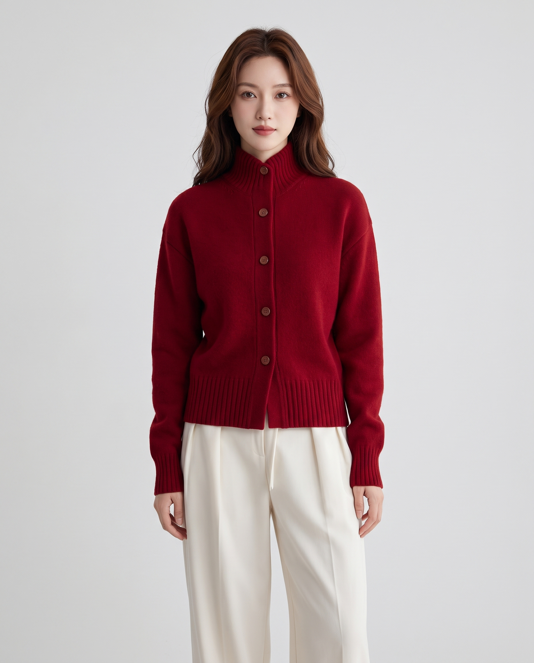 Lisbeth | Women's Turtleneck Oversized Cardigan for Everyday Wear - front view