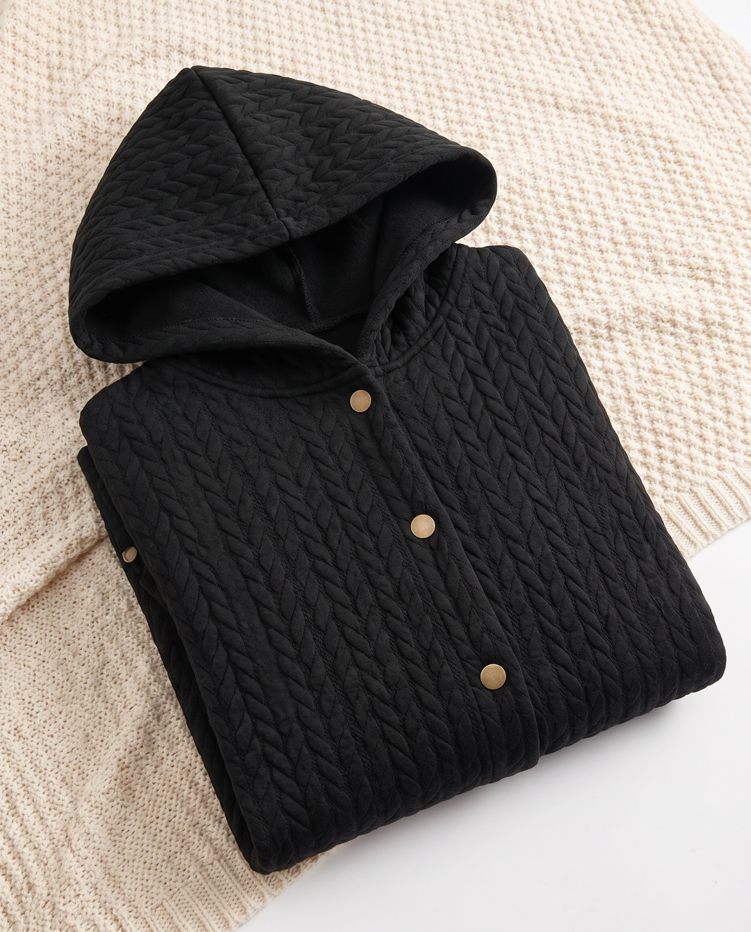 Bertille | Women's Hooded Quilted Mid-Length Jacket - Black