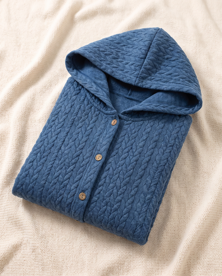 Bertille | Women's Hooded Quilted Mid-Length Jacket - Blue