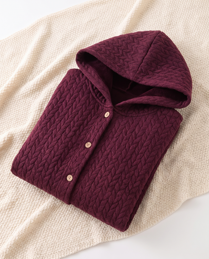 Bertille | Women's Hooded Quilted Mid-Length Jacket - Red