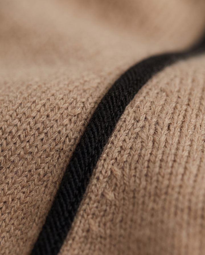 Ebba | Women’s Turtleneck Jumper with Ribbed Collar and Trim - fabric detail