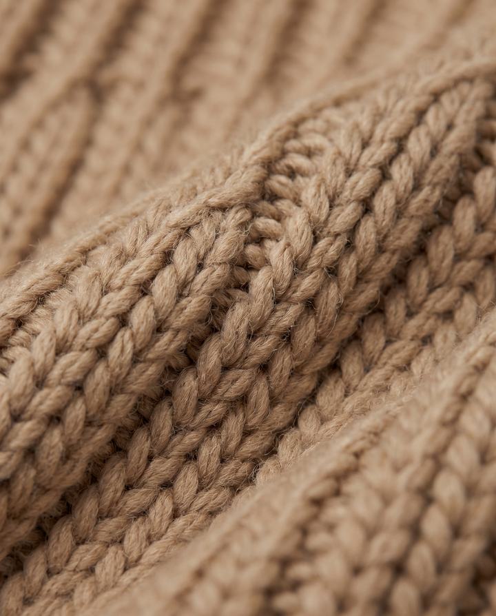 Edeline | Women’s Turtleneck Jumper with Ribbed Knit and Long Sleeves - fabric detail