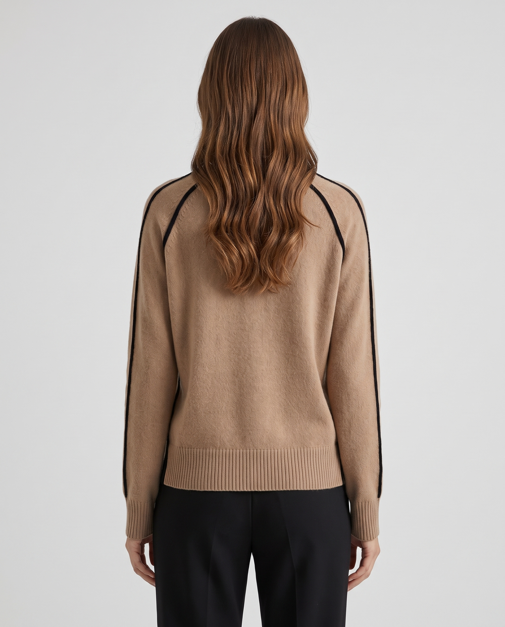 Ebba | Women’s Turtleneck Jumper with Ribbed Collar and Trim - back view