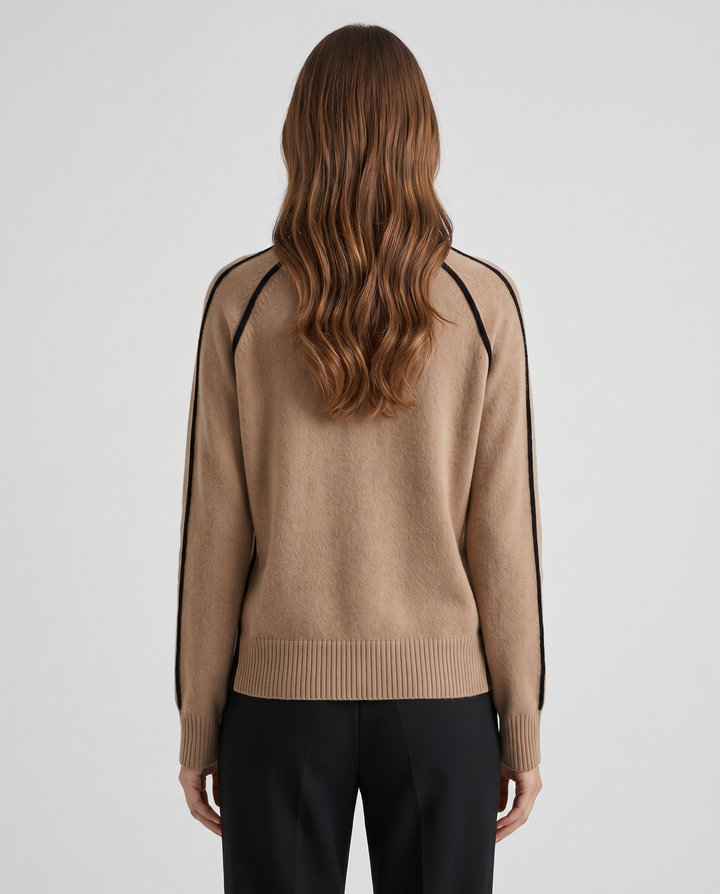 Ebba | Women’s Turtleneck Jumper with Ribbed Collar and Trim - back view