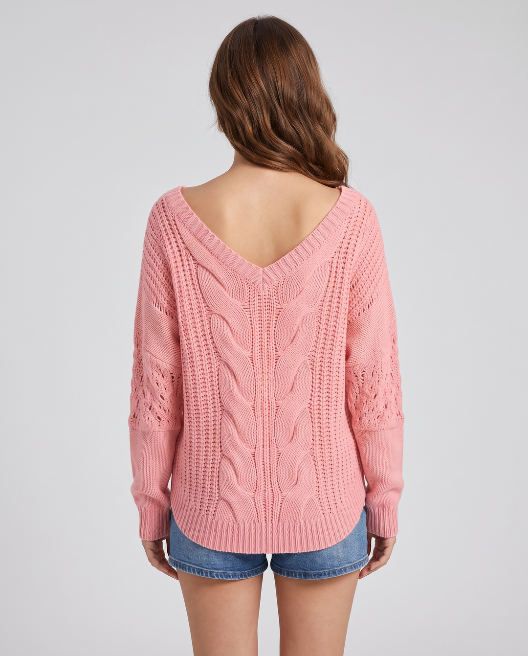 Elaina | Women’s Oversized Sweater with Long Sleeves and Ribbed Cuffs - back view