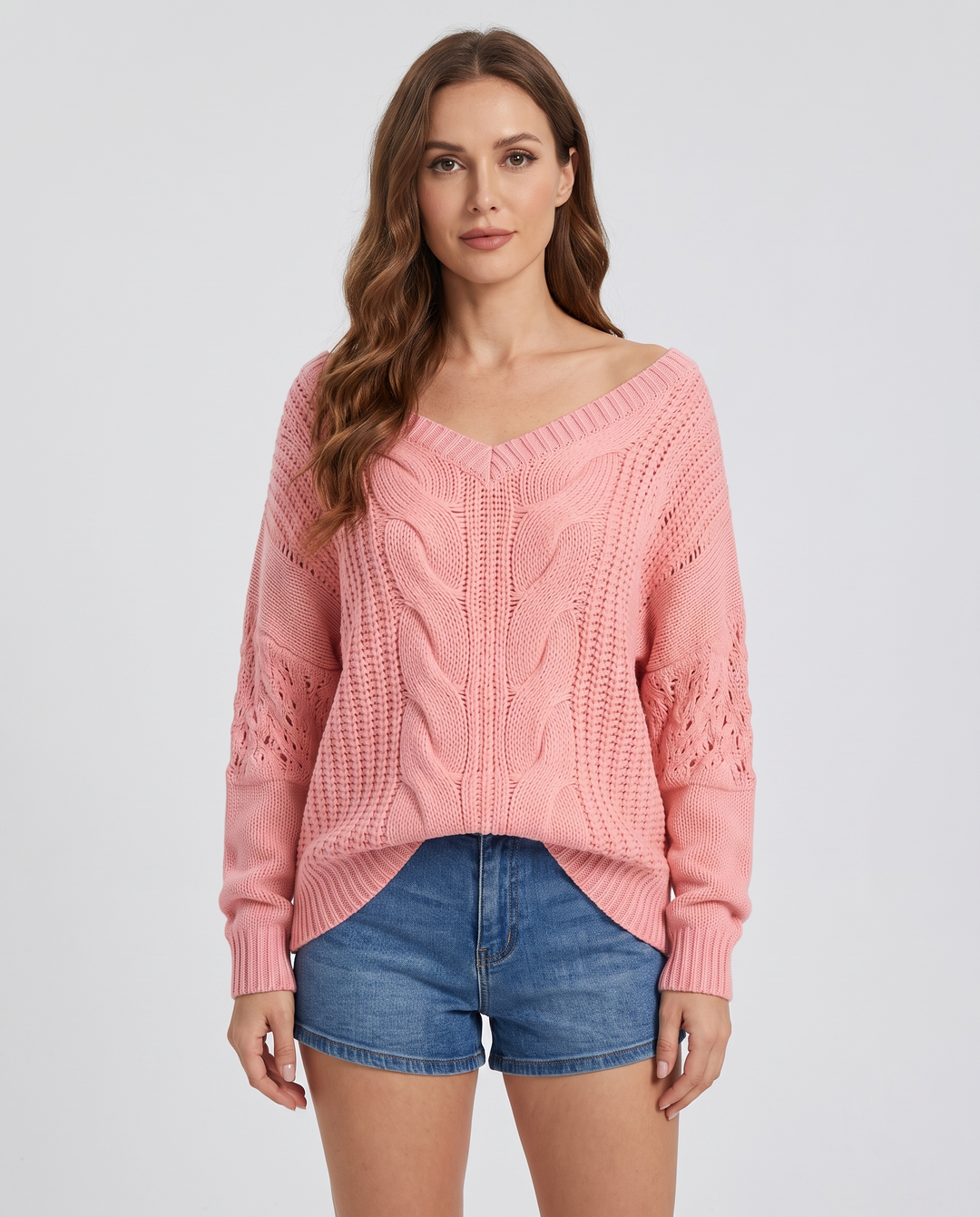 Elaina | Women’s Oversized Sweater with Long Sleeves and Ribbed Cuffs - front view