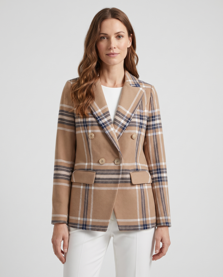 Erlinda | Women’s Blazer with Lapels and Textured Surface - front view