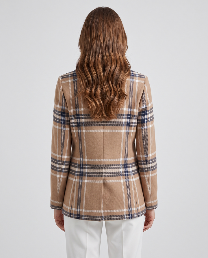 Erlinda | Women’s Blazer with Lapels and Textured Surface - back view