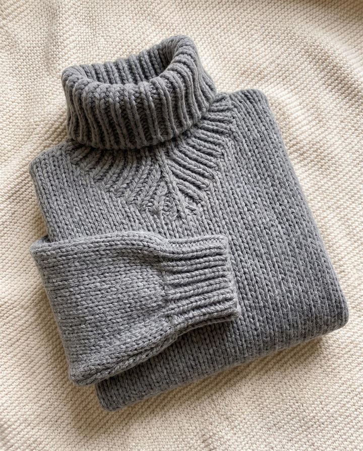 Edeline | Women’s Turtleneck Jumper with Ribbed Knit and Long Sleeves - Grey