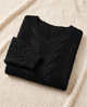 Elaina | Women’s Oversized Sweater with Long Sleeves and Ribbed Cuffs - Black