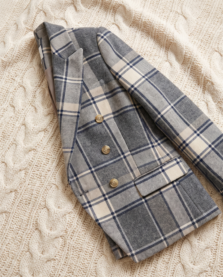 Erlinda | Women’s Blazer with Lapels and Textured Surface - Gray