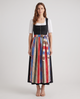Katharina | Women's Maxi Dirndl Dress with Striped Apron