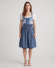 Gudrun | Women's Denim Check Midi Dirndl Dress