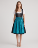 Vroni | Women's Midi Dirndl Dress with Teal Satin Apron