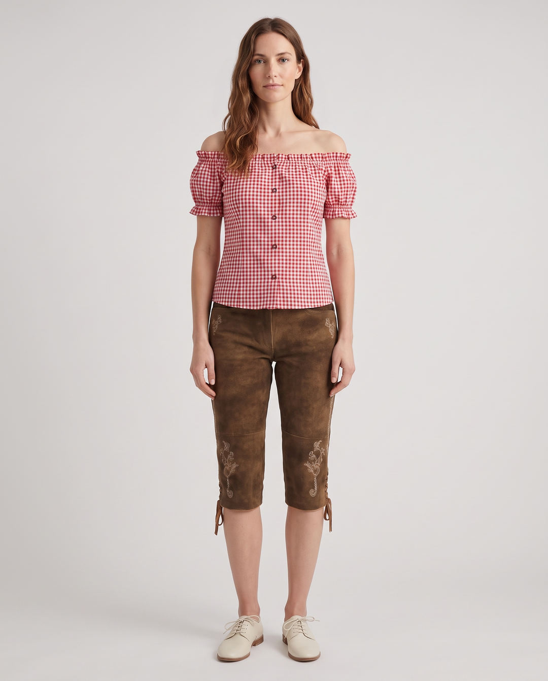 Adelgunde | Women's Embroidered Suede-Look Lederhosen Breeches