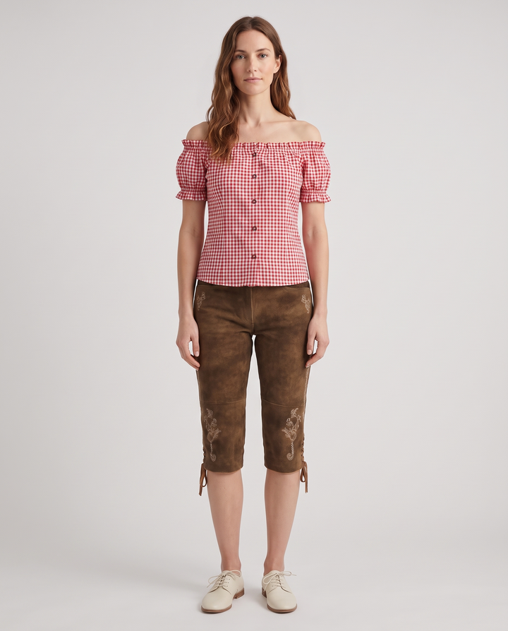 Adelgunde | Women's Embroidered Suede-Look Lederhosen Breeches