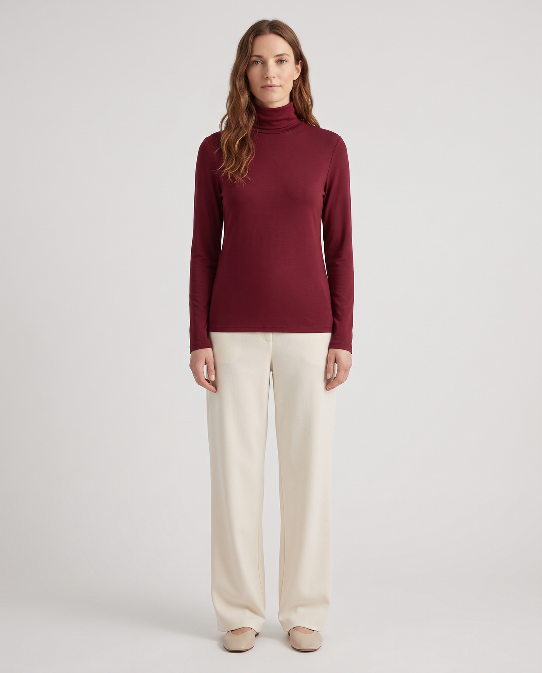 Edda | Women’s Turtleneck Sweater with Long Sleeves and Plain Surface