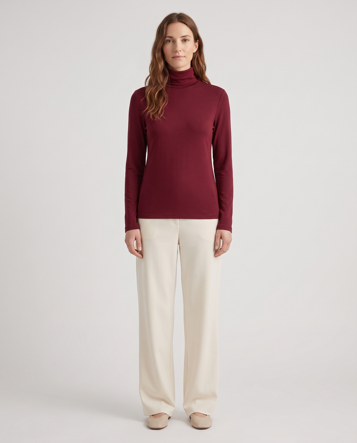 Edda | Women’s Turtleneck Sweater with Long Sleeves and Plain Surface