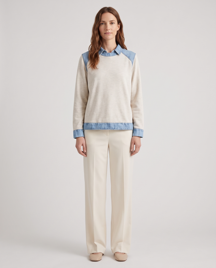 Martine | Women's Denim Collar Sweatshirt with Long Sleeves