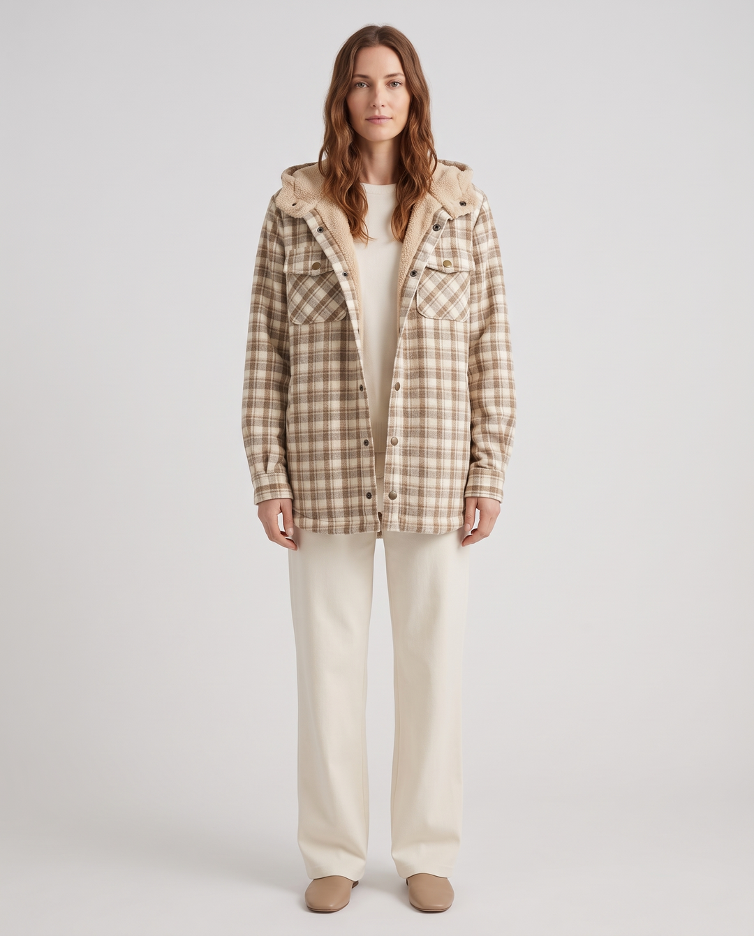 Thomasetta | Women's Oversized Plaid Jacket with Hood