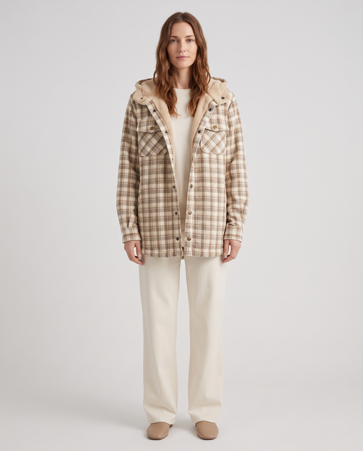 Thomasetta | Women's Oversized Plaid Jacket with Hood
