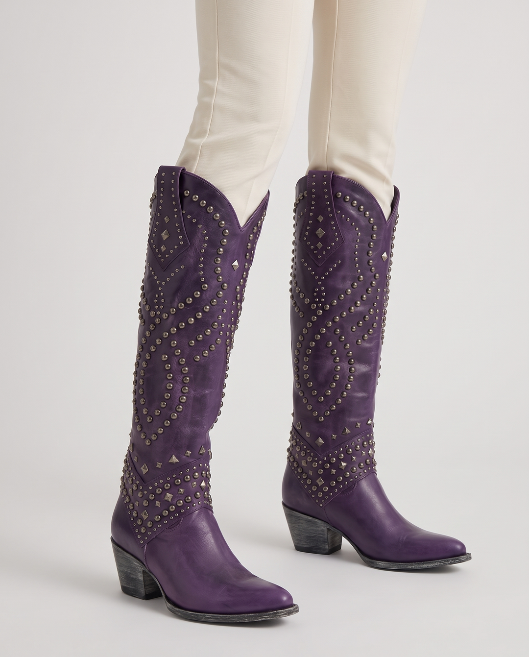 Ava | Women's Studded Knee High Western Boots