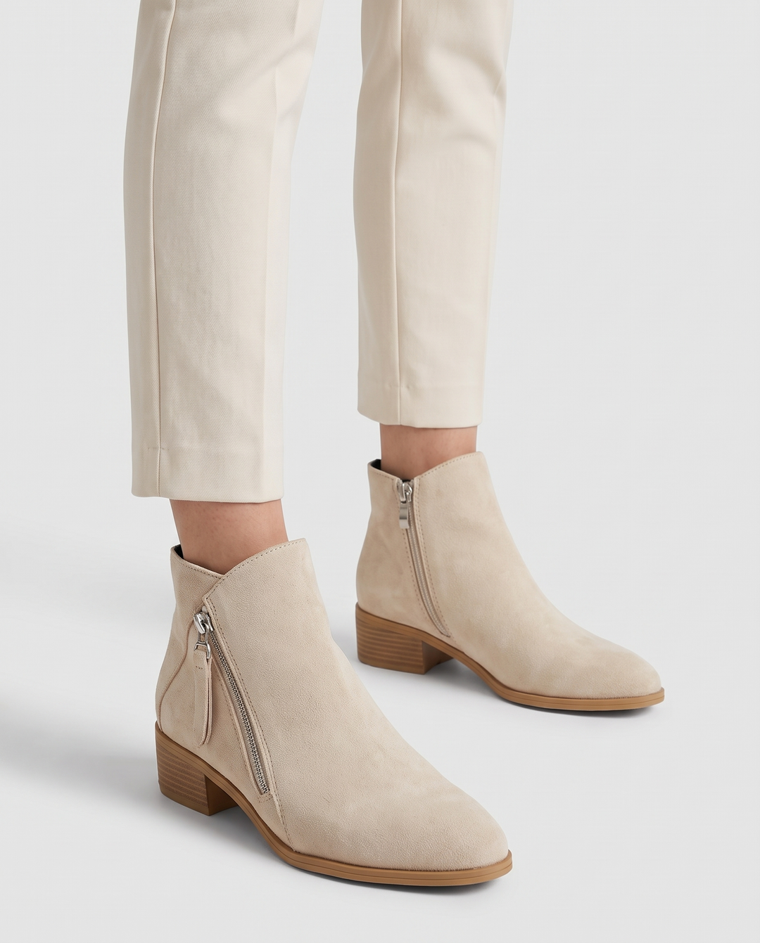 Hermine | Women's Block Heel Ankle Boots with Side Zipper