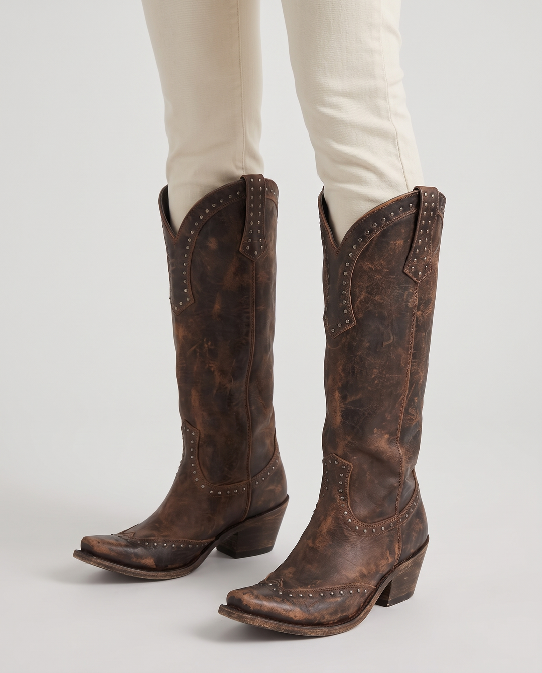 Amaris | Women's Studded Knee High Cowboy Boots