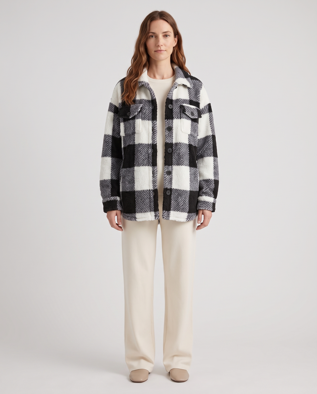 Klementine | Women's Checkered Plush Winter Jacket