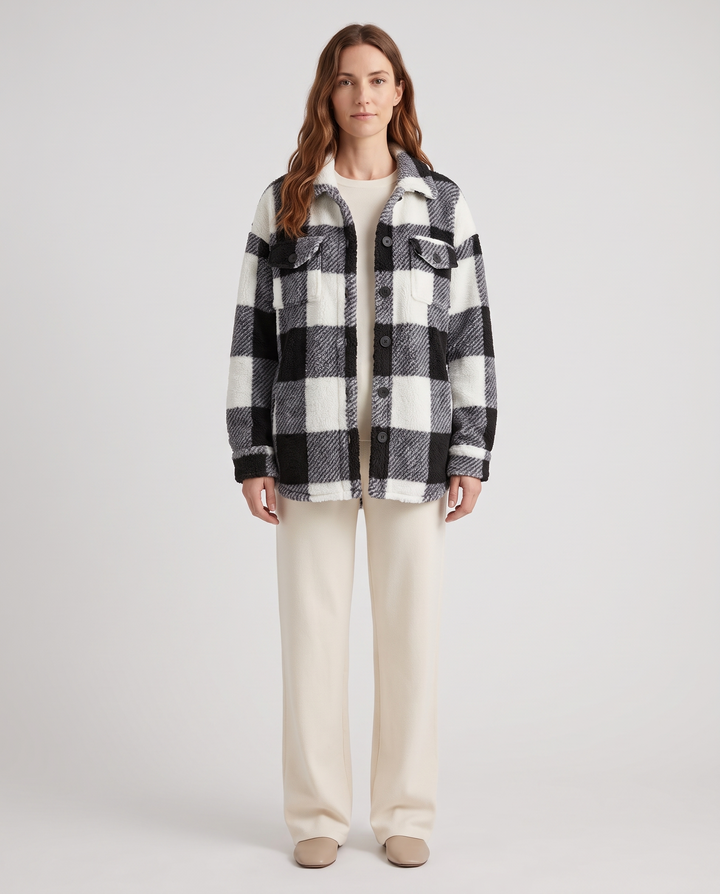 Klementine | Women's Checkered Plush Winter Jacket